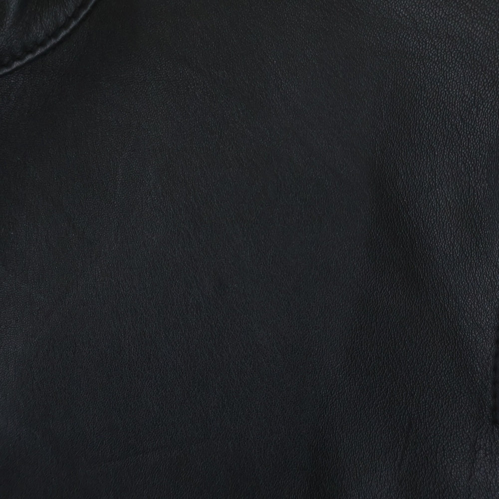 DIESEL(ディーゼル) ムートンレザー エルボーパッチ ジップアップ シングルライダースジャケット ブラック