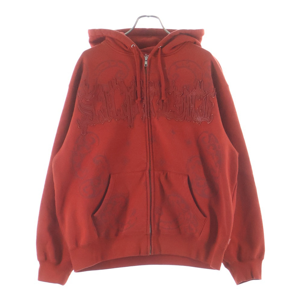 SUPREME(シュプリーム) 25SS Leather Applique Zip Up Hooded Sweatshirt レザー アップリケ ジップアップ スウェットシャツパーカー フーディ レッド