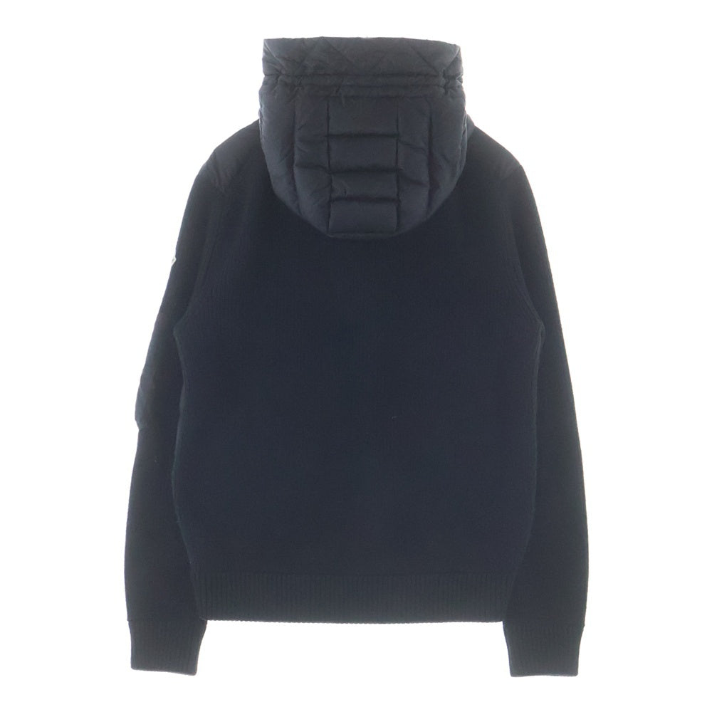 MONCLER(モンクレール) 24AW CARDIGAN TRICOT カーディガン トリコット アームニット切り替え ロゴワッペン ジップアップ フーデッド ダウンジャケット ブラック J20919B50800 A9340