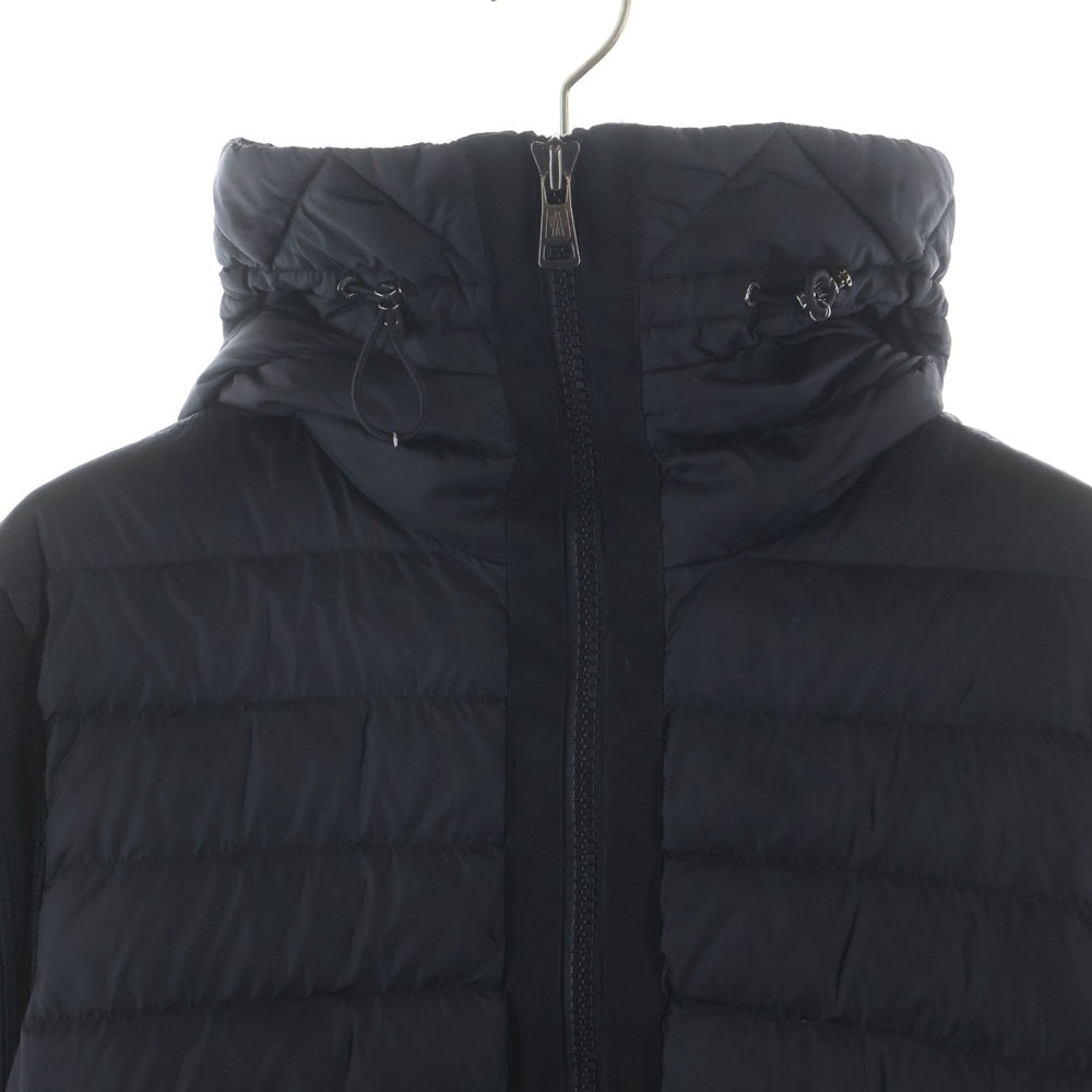 MONCLER(モンクレール) 24AW CARDIGAN TRICOT カーディガン トリコット アームニット切り替え ロゴワッペン ジップアップ フーデッド ダウンジャケット ブラック J20919B50800 A9340