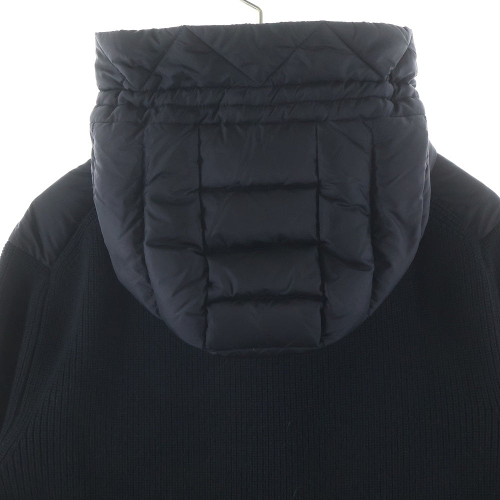 MONCLER(モンクレール) 24AW CARDIGAN TRICOT カーディガン トリコット アームニット切り替え ロゴワッペン ジップアップ フーデッド ダウンジャケット ブラック J20919B50800 A9340