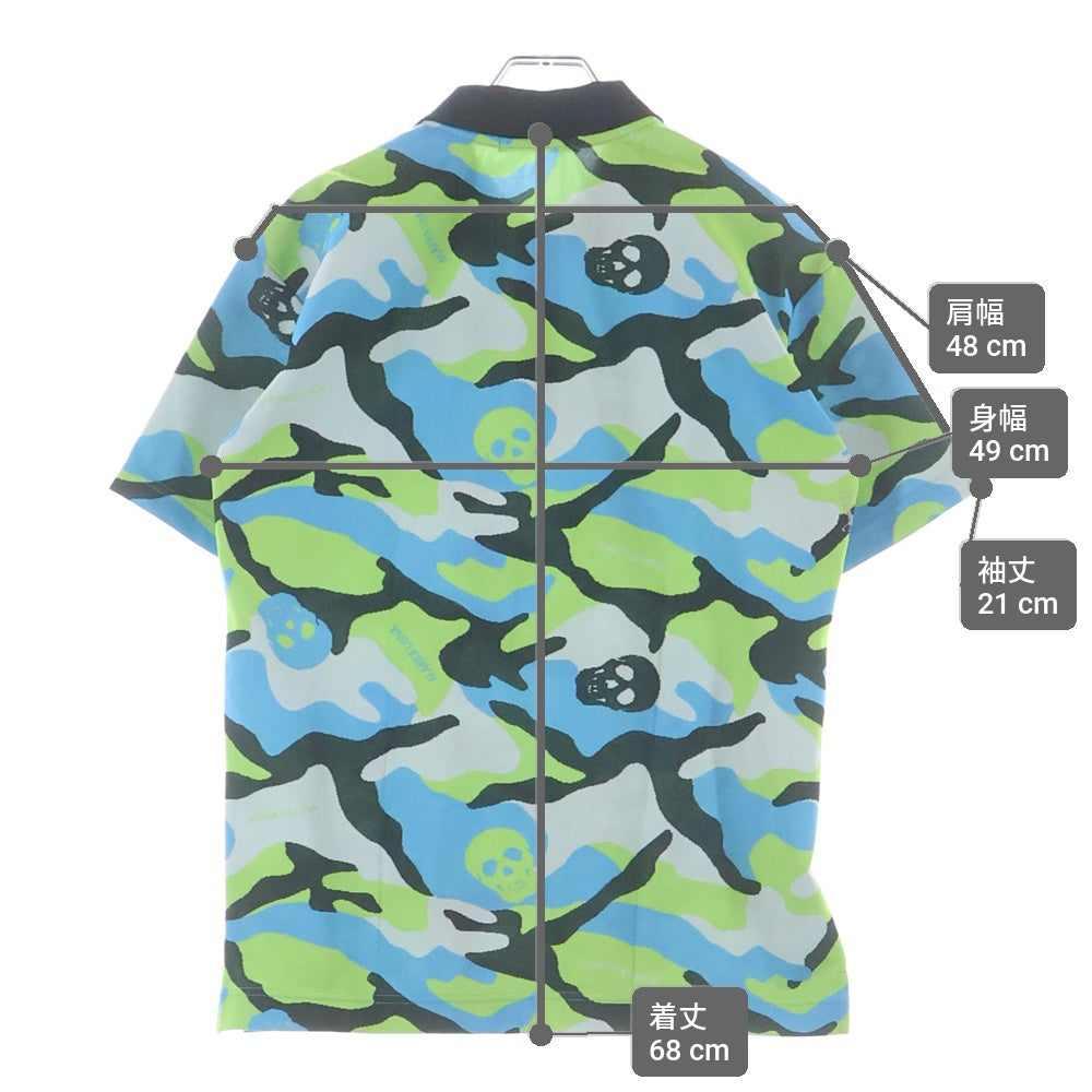 MARK&LONA(マークアンドロナ) 21SS Gauge Polo カモフラ スカル総柄 半袖ポロシャツ ショートスリーブ マルチカラー MLM-1B-AP30