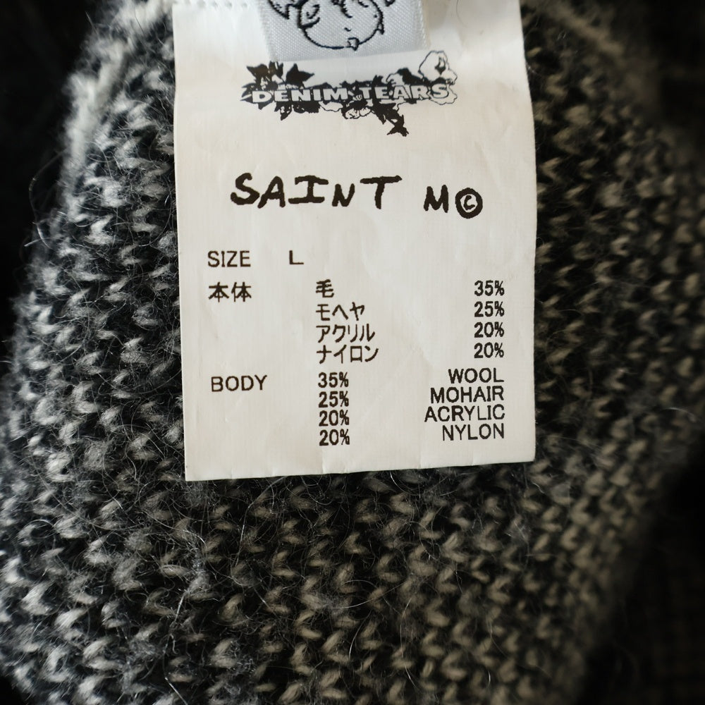 SAINT MICHAEL(セントマイケル) 24AW × DENIM TEARS SM-YS1-0000-C50 デニムティアーズ モヘア カーディガン ブラック