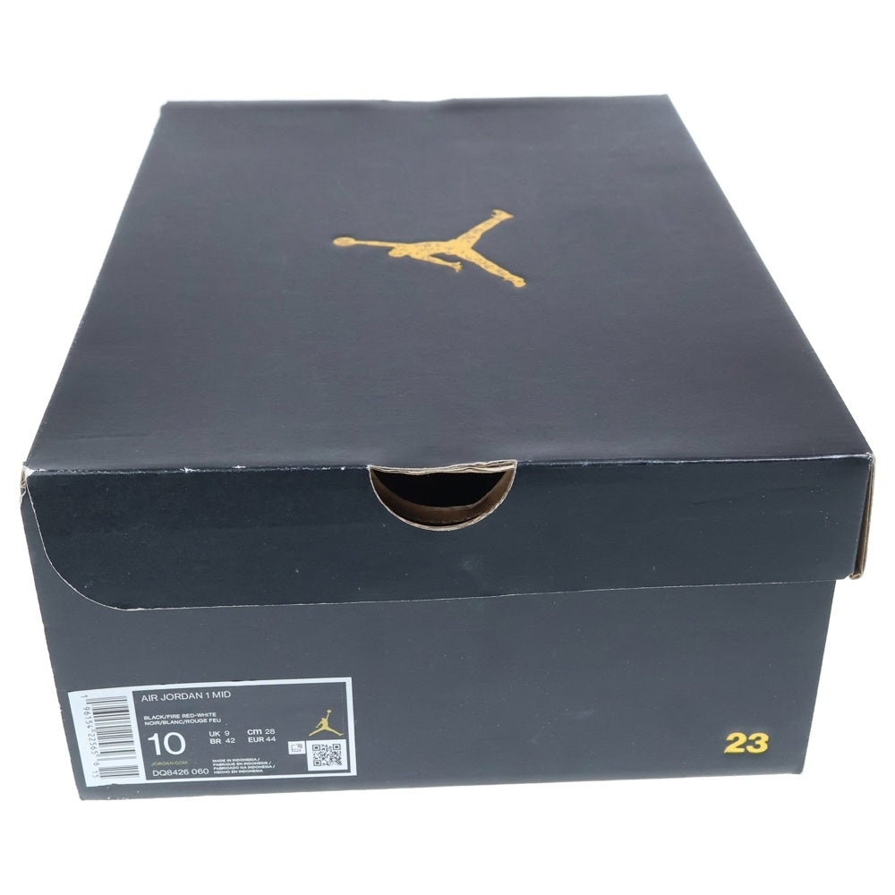 NIKE(ナイキ) AIR JORDAN 1 MID BRED TOE DQ8426-060 エアジョーダン 1 ブレッド トゥ レザーミッドカットスニーカー シューズ ブラック/レッド US10/28.0cm