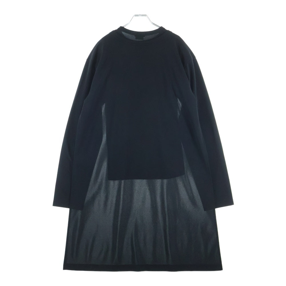 COMME des GARCONS HOMME PLUS(コムデギャルソンオムプリュス) 25SS ドッキング ダブルジップ レイヤード クルーネック 長袖Tシャツ カットソー ブラック PO-T022