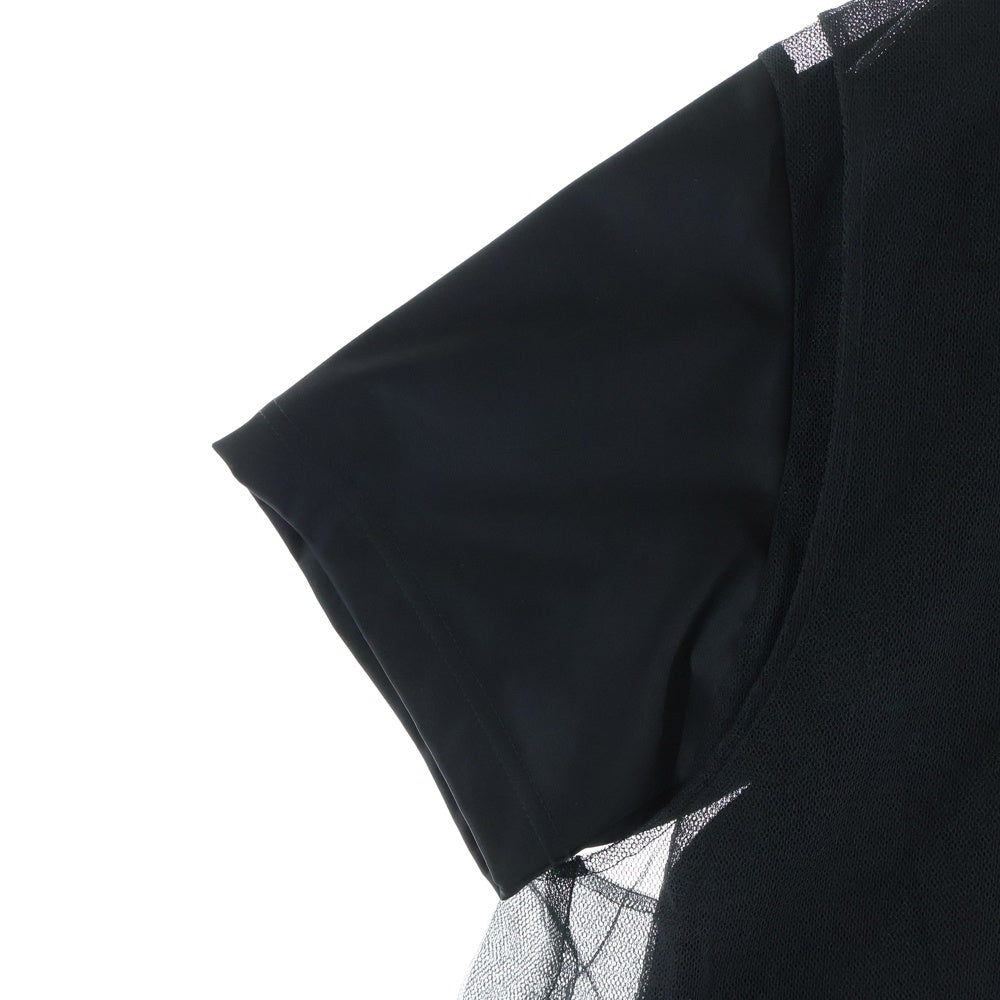 COMME des GARCONS HOMME PLUS(コムデギャルソンオムプリュス) 25SS チュールレイヤード エステルロング半袖Tシャツ カットソー ブラック PO-T026