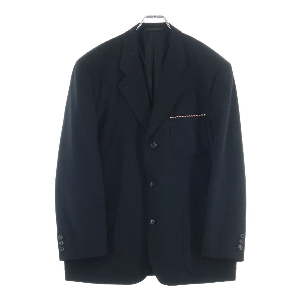 COMME des GARCONS HOMME(コムデギャルソンオム) 90S VINTAGE ヴィンテージ フロントポケットパイピンク ノッチドラペル 3B シングルテーラードジャケット ブラック HJ-02047S AD1996