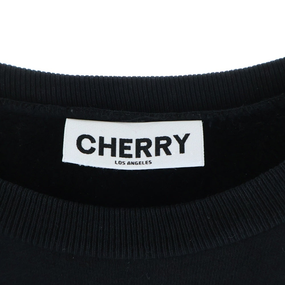 NO BRAND(ノーブランド) CHERRY LOS ANGELES LOGO CREWNECK SWEAT チェリーロサンゼルス ロゴ刺繍 クルーネックスウェット ブラック 5568-343-0240