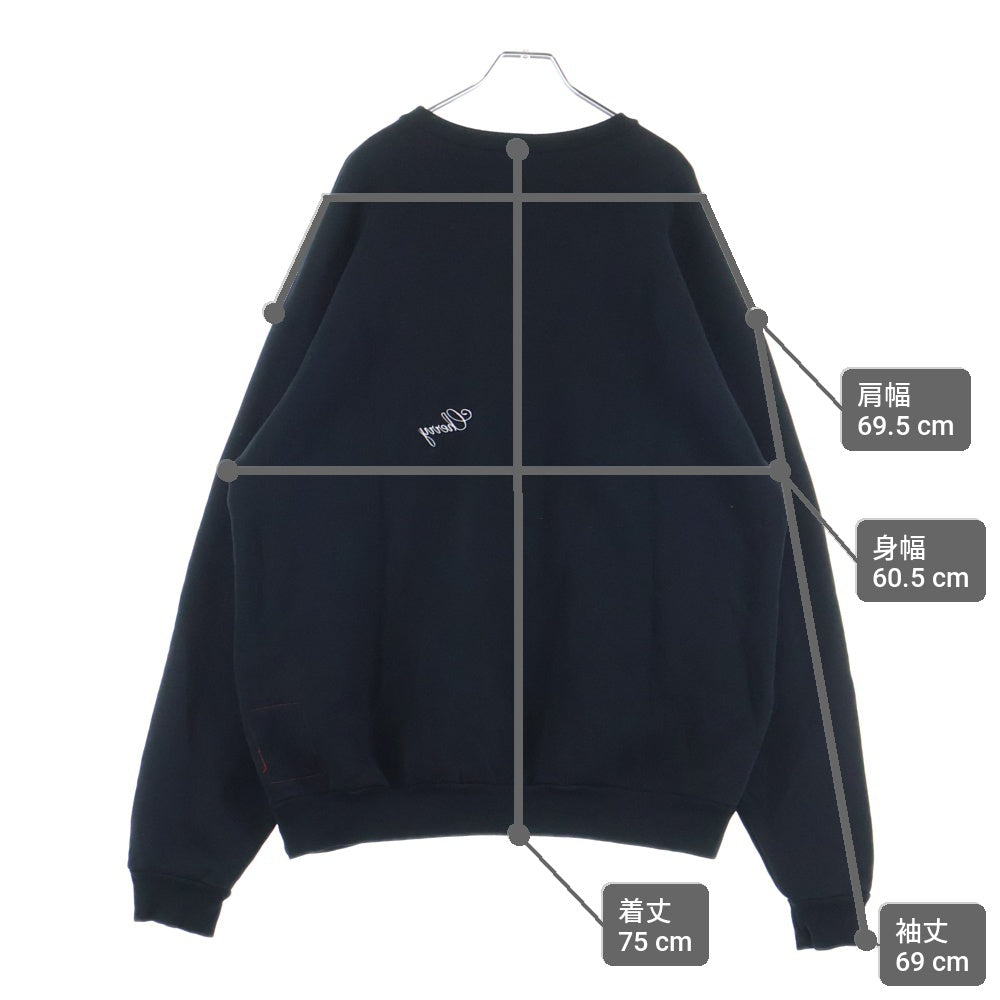 NO BRAND(ノーブランド) CHERRY LOS ANGELES LOGO CREWNECK SWEAT チェリーロサンゼルス ロゴ刺繍 クルーネックスウェット ブラック 5568-343-0240