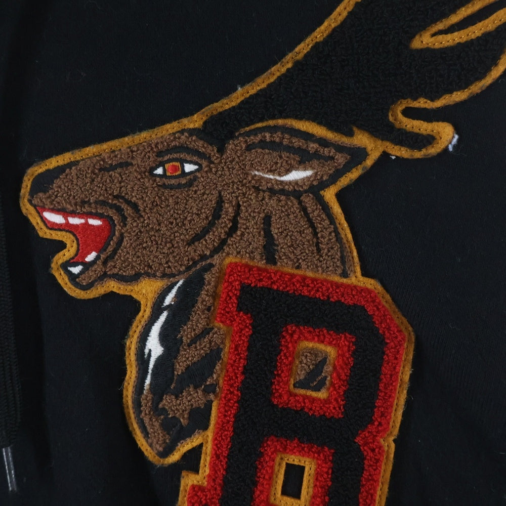 BURBERRY(バーバリー) Carson Varsity Aoolique cotton hoodie フロント刺繍 プルオーバー スウェットパーカー フーディー ブラック 8036911