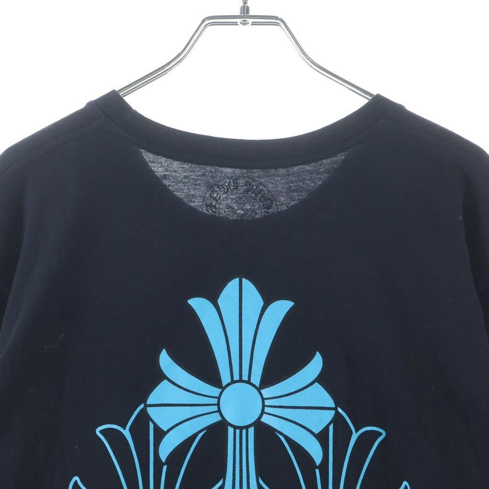 CHROME HEARTS(クロムハーツ) 3 BULU CROSS S/S TEE 3セメタリークロス ロゴプリント フロントホースシュー クルーネック半袖Tシャツ カットソー ブラック/ブルー