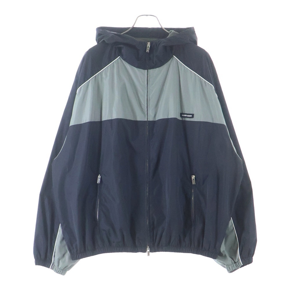 miumiu(ミュウミュウ) 25SS Technical Nylon Zip Up Jacket テクニカル ジップアップ ジャケット ブルゾン グレー/ブラック ML1220 S000