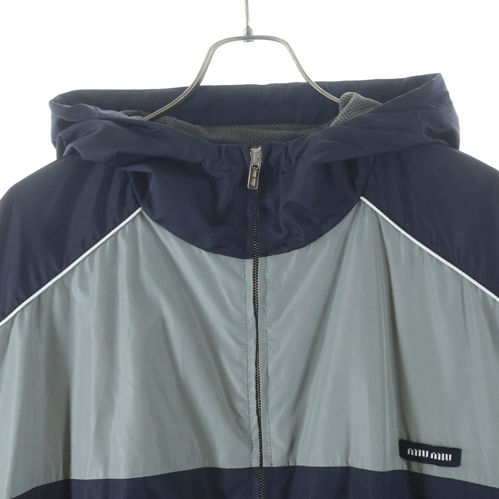 miumiu(ミュウミュウ) 25SS Technical Nylon Zip Up Jacket テクニカル ジップアップ ジャケット ブルゾン グレー/ブラック ML1220 S000