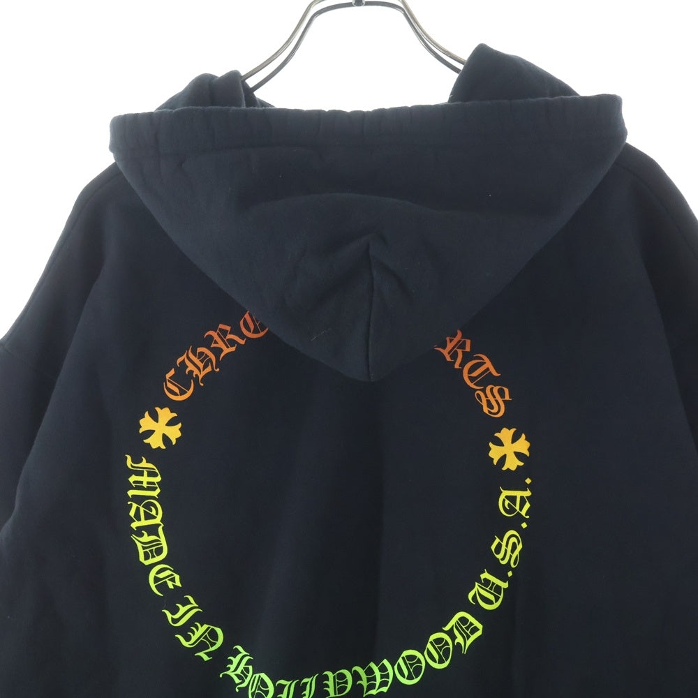 CHROME HEARTS(クロムハーツ) Back Grad Circle Logo Hoodie アームフローラル グラデーションサークルプリント プルオーバー パーカー ブラック