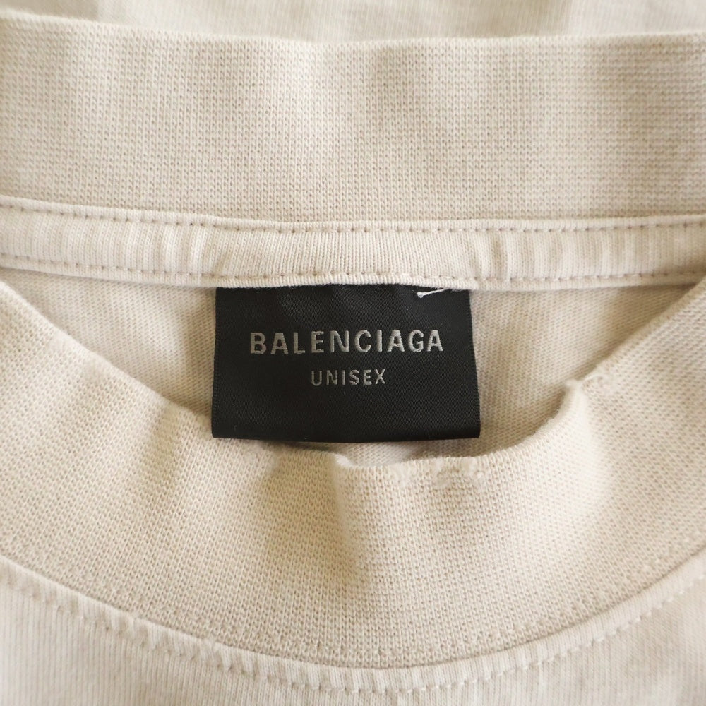 BALENCIAGA(バレンシアガ) 23SS Tape Medium Fit T-Shirt テープロゴ ミディアムフィット クルーネック半袖Tシャツ カットソー アイボリー