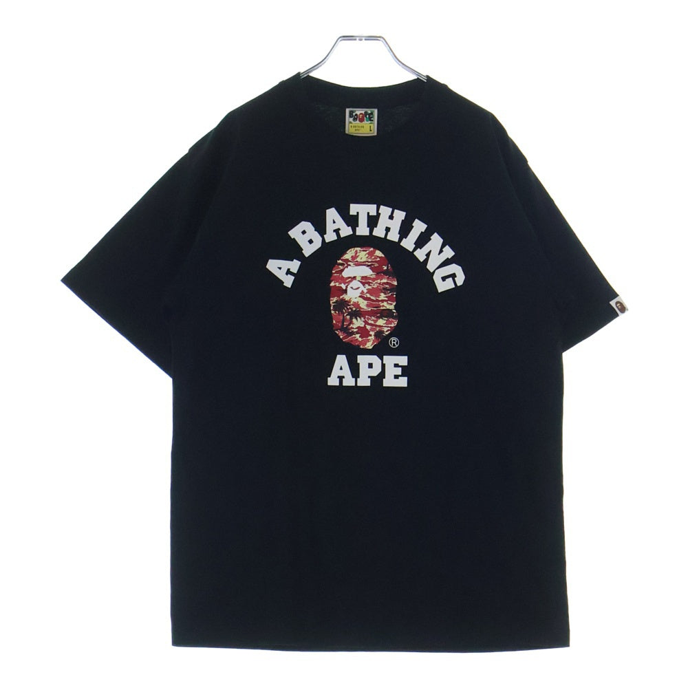 A BATHING APE(アベイシングエイプ) フロントロゴプリント 半袖Tシャツ カットソー ブラック 001TEL301025M