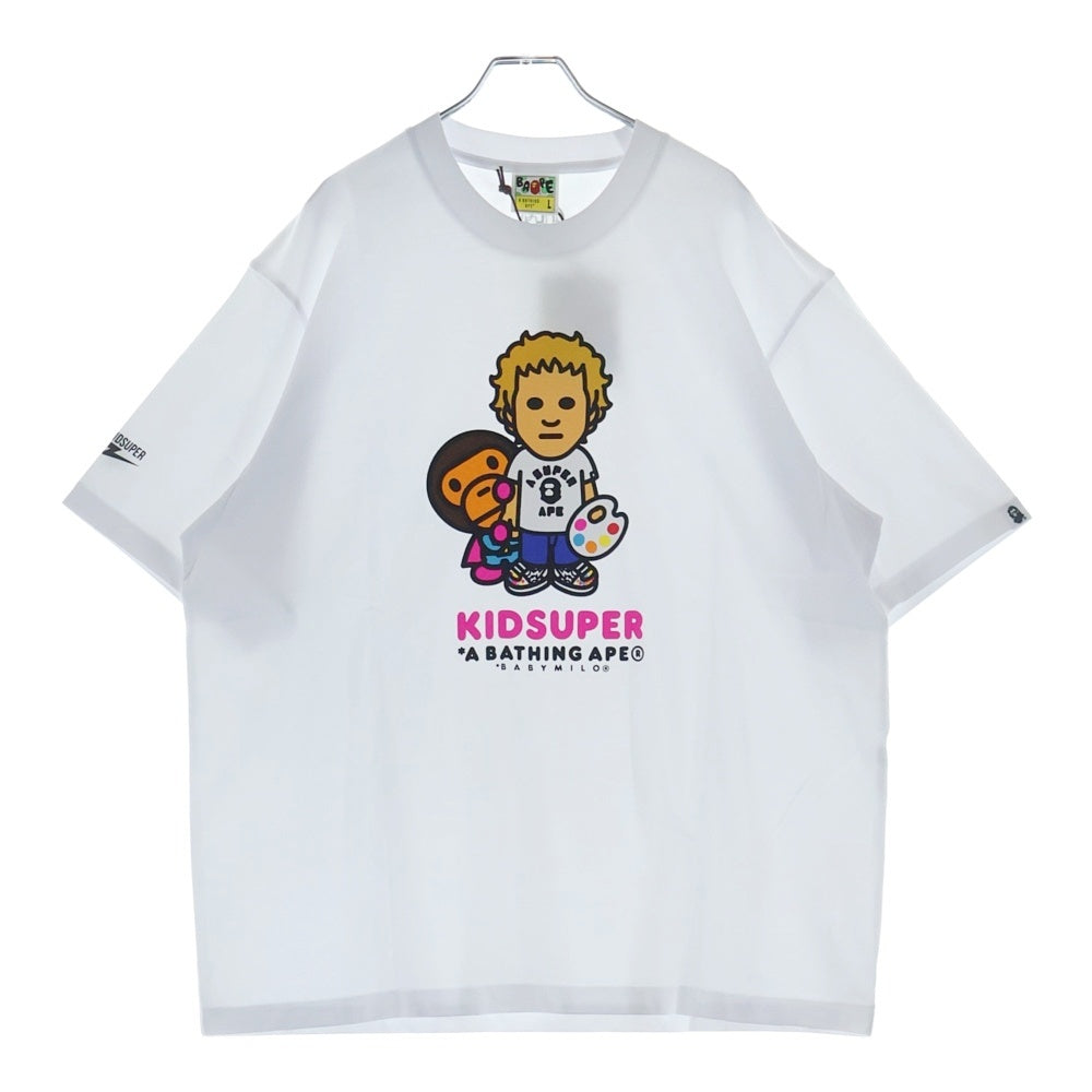 A BATHING APE(アベイシングエイプ) ×KidSuper MILO GRAPHIC TEE キッドスーパー ミログラフィック 半袖Tシャツ カットソー ホワイト 0ZXTEM07101XO