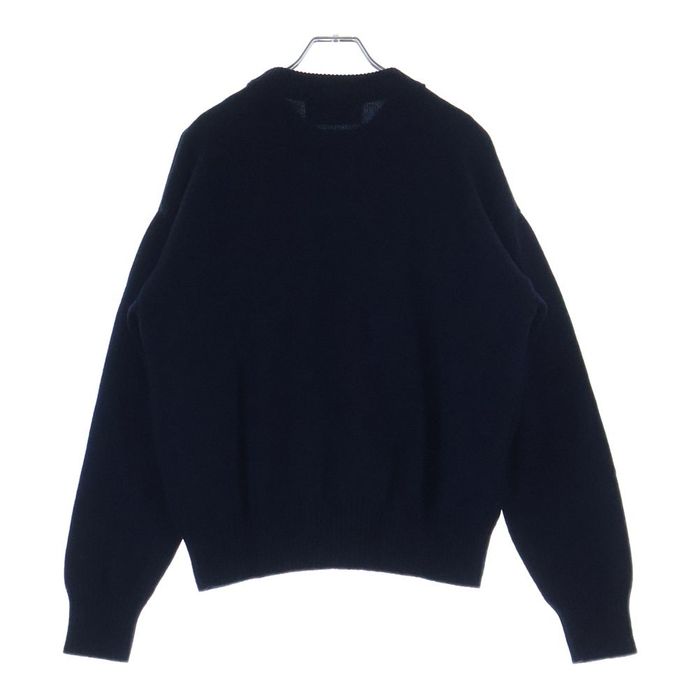 AMI Alexandre Mattiussi(アミアレクサンドルマテュッシ) ハートロゴ クルーネック ニット セーター ネイビー/ホワイト UKS859.KN0156