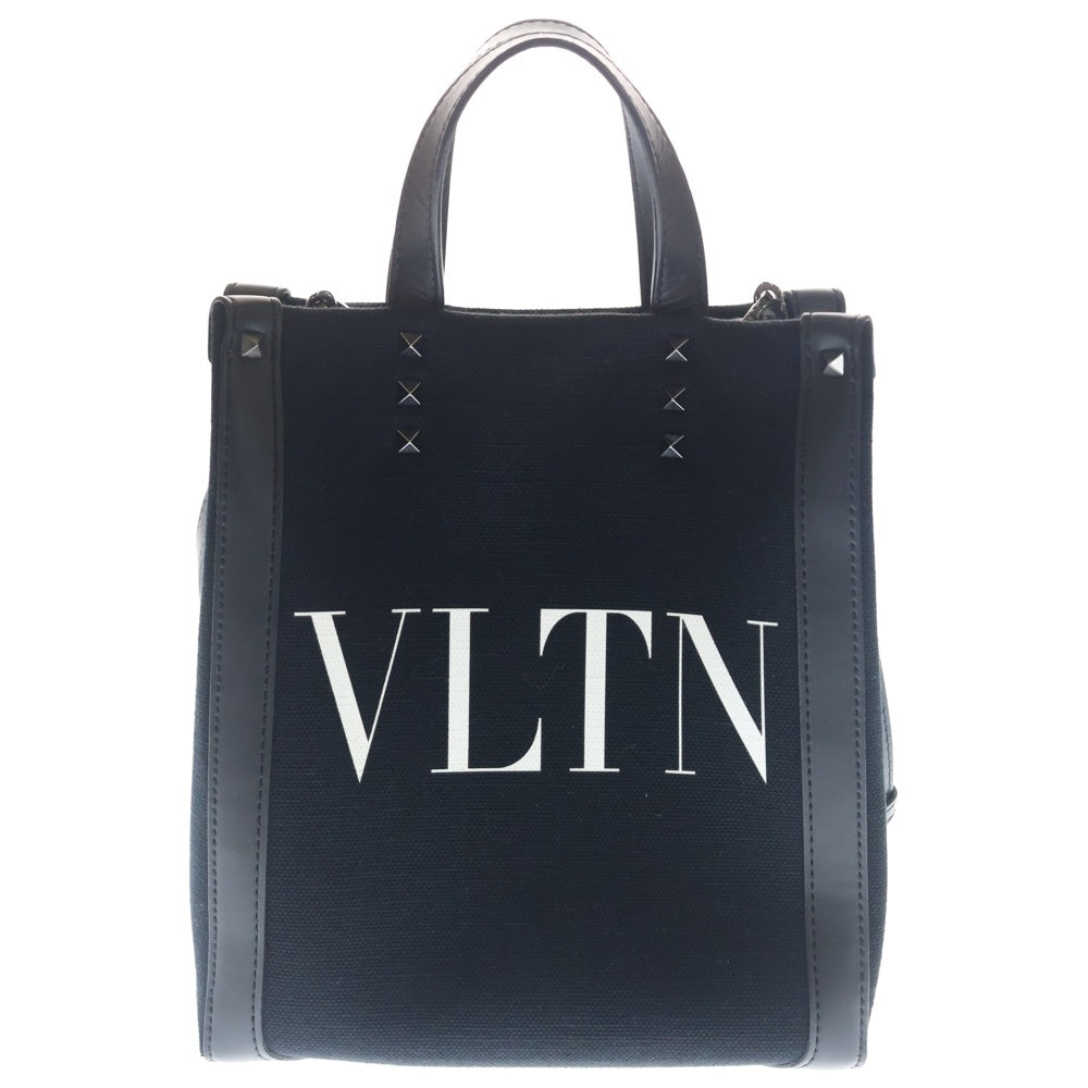VALENTINO(ヴァレンティノ) VLTN刺繍 2WAY キャンバス トートバッグ ブラック レディース