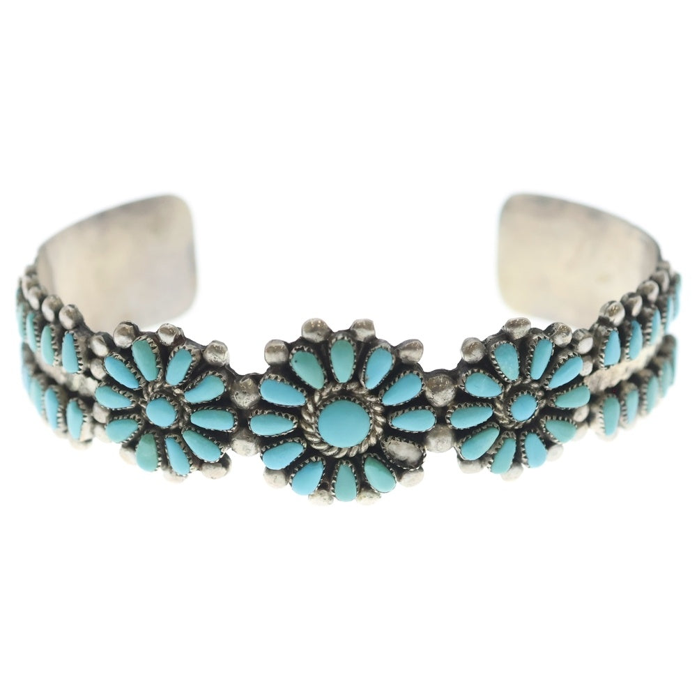 INDIAN JEWELRY(インディアンジュエリー) ZUNI Irene Paylusi ズニ族 アイリーン ペイルシ ターコイズクラスターバングル ブレスレット シルバー/ターコイズ