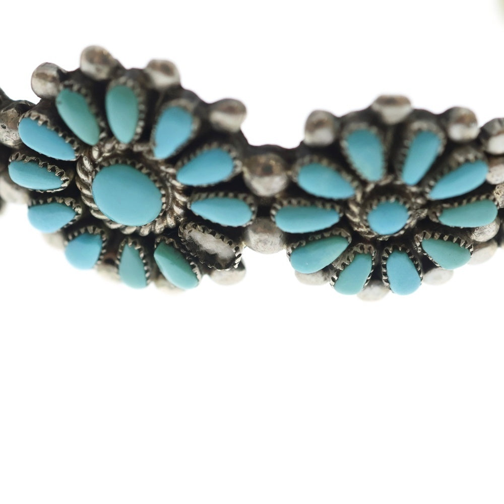INDIAN JEWELRY(インディアンジュエリー) ZUNI Irene Paylusi ズニ族 アイリーン ペイルシ ターコイズクラスターバングル ブレスレット シルバー/ターコイズ