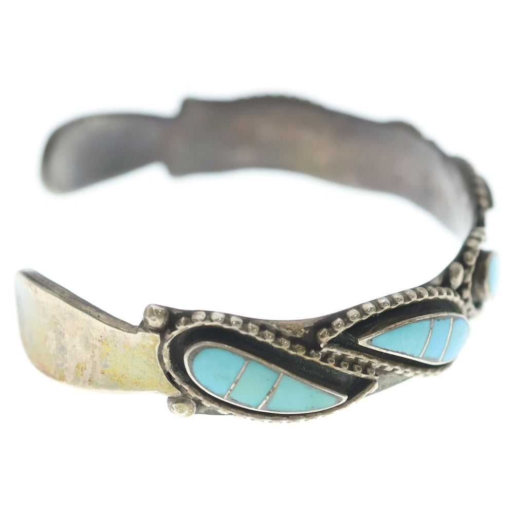 INDIAN JEWELRY(インディアンジュエリー) ZUNI Lloyd Salvador ズニ族 ロイド サルヴァドール ターコイズインレイ バングル ブレスレット シルバー/ターコイズ