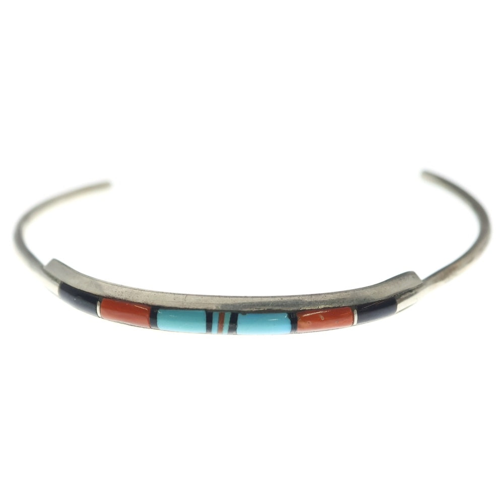 INDIAN JEWELRY(インディアンジュエリー) ZUNI J.C. Chico ズニ族 チコ インレイワーク バングル ブレスレット シルバー