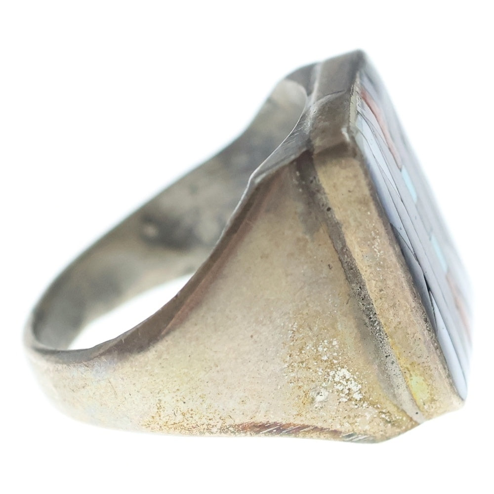 INDIAN JEWELRY(インディアンジュエリー) ZUNI DISHTA ズニ族 ディシタ インレイワーク リング シルバー