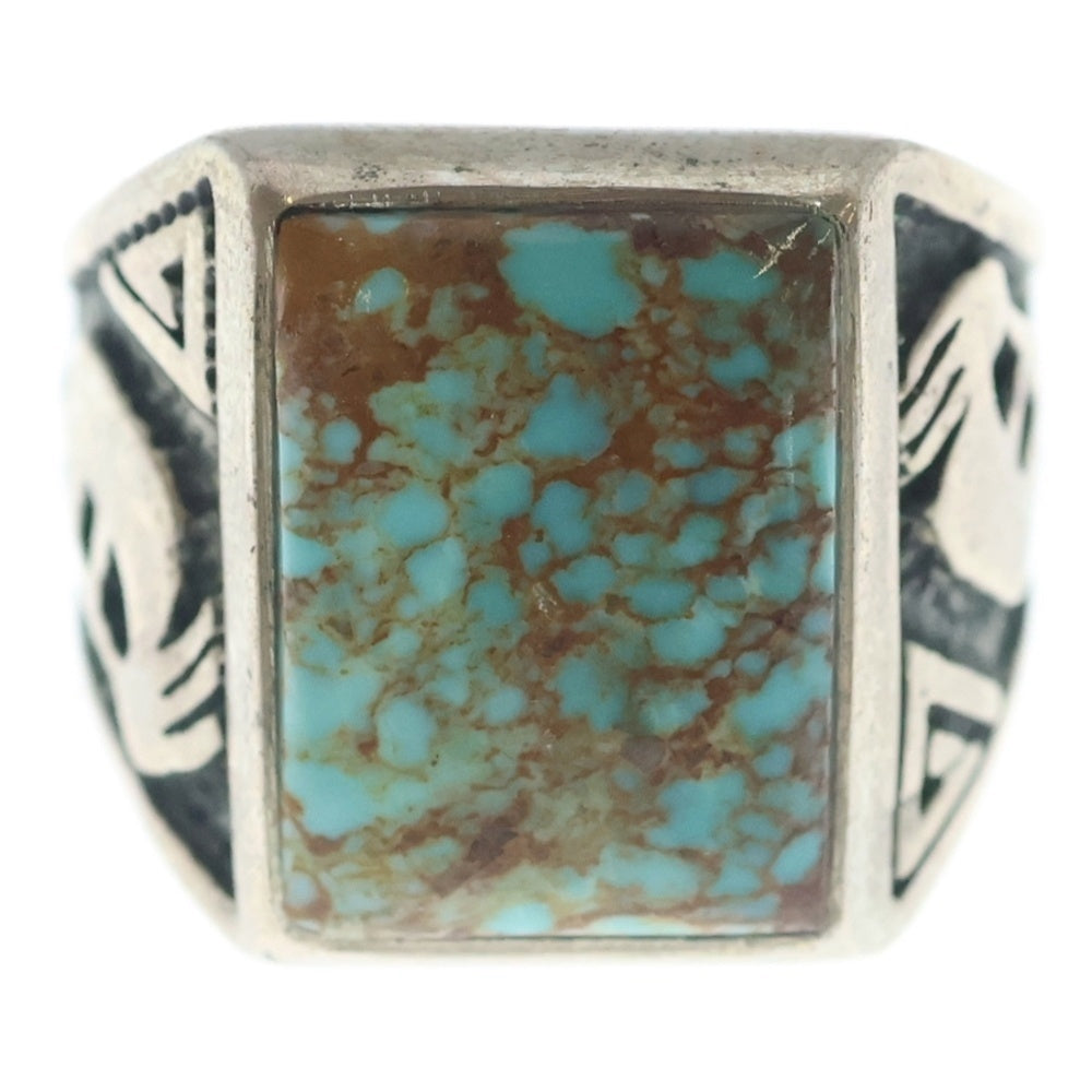 INDIAN JEWELRY(インディアンジュエリー) NAVAJO ナバホ族 スクエアターコイズ USA製 リング シルバー