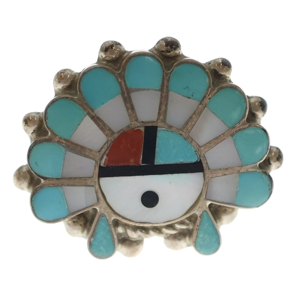 INDIAN JEWELRY(インディアンジュエリー) ZUNI ズニ族 CR刻印 サンフェイス フェザーヘッドモチーフ リング シルバー