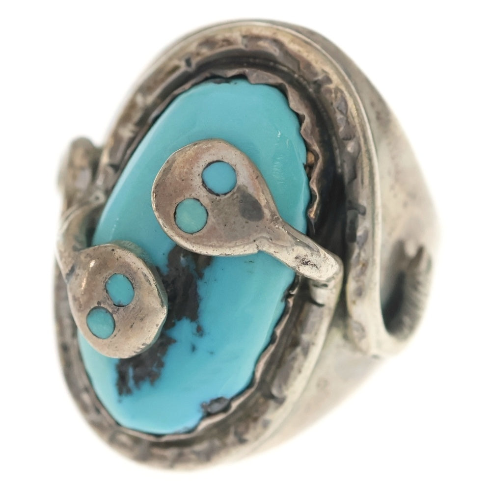 INDIAN JEWELRY(インディアンジュエリー) ZUNI Effie Calavaza ズニ族 エフィーカラバサ ダブルスネークアイ リング シルバー/ターコイズ