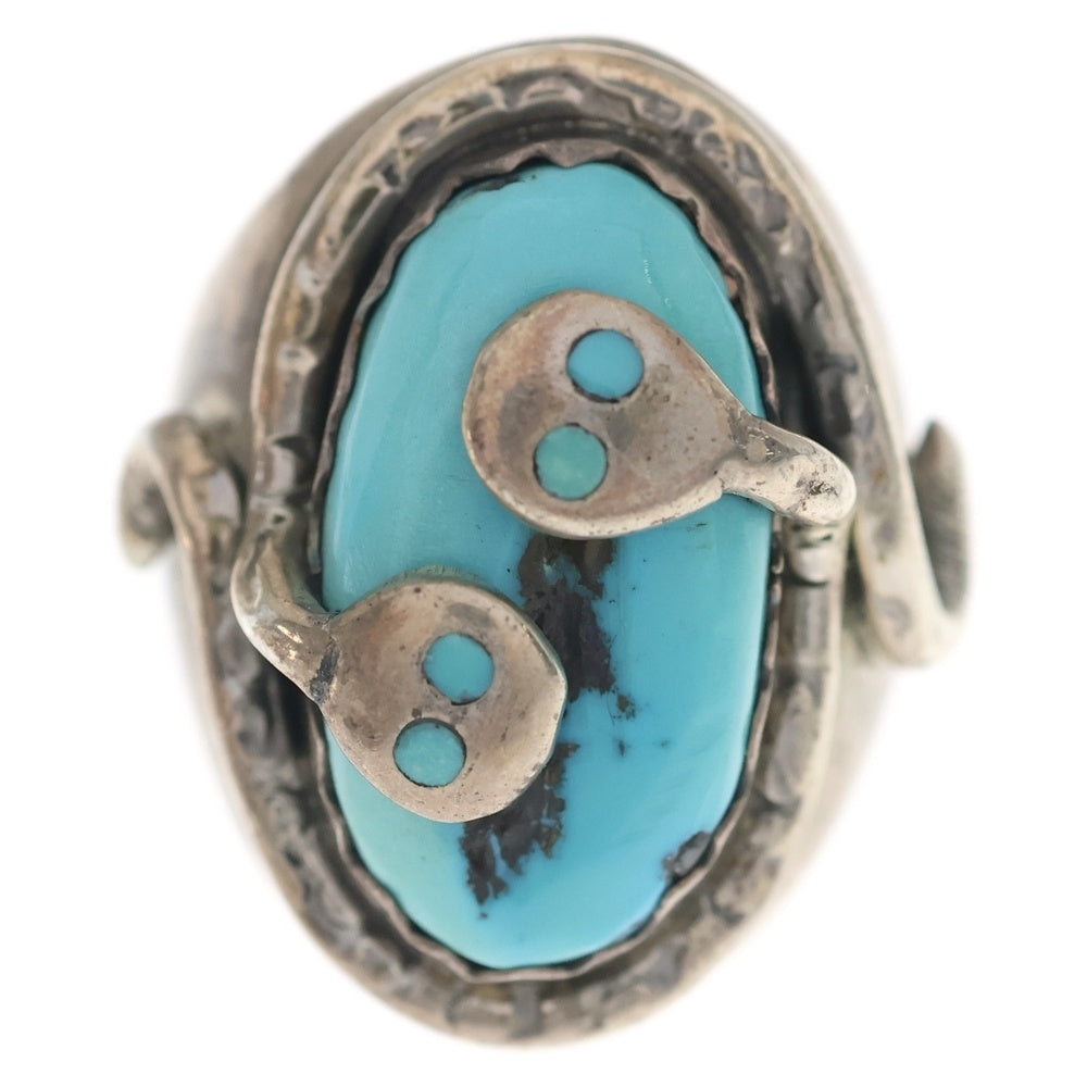 INDIAN JEWELRY(インディアンジュエリー) ZUNI Effie Calavaza ズニ族 エフィーカラバサ ダブルスネークアイ リング シルバー/ターコイズ
