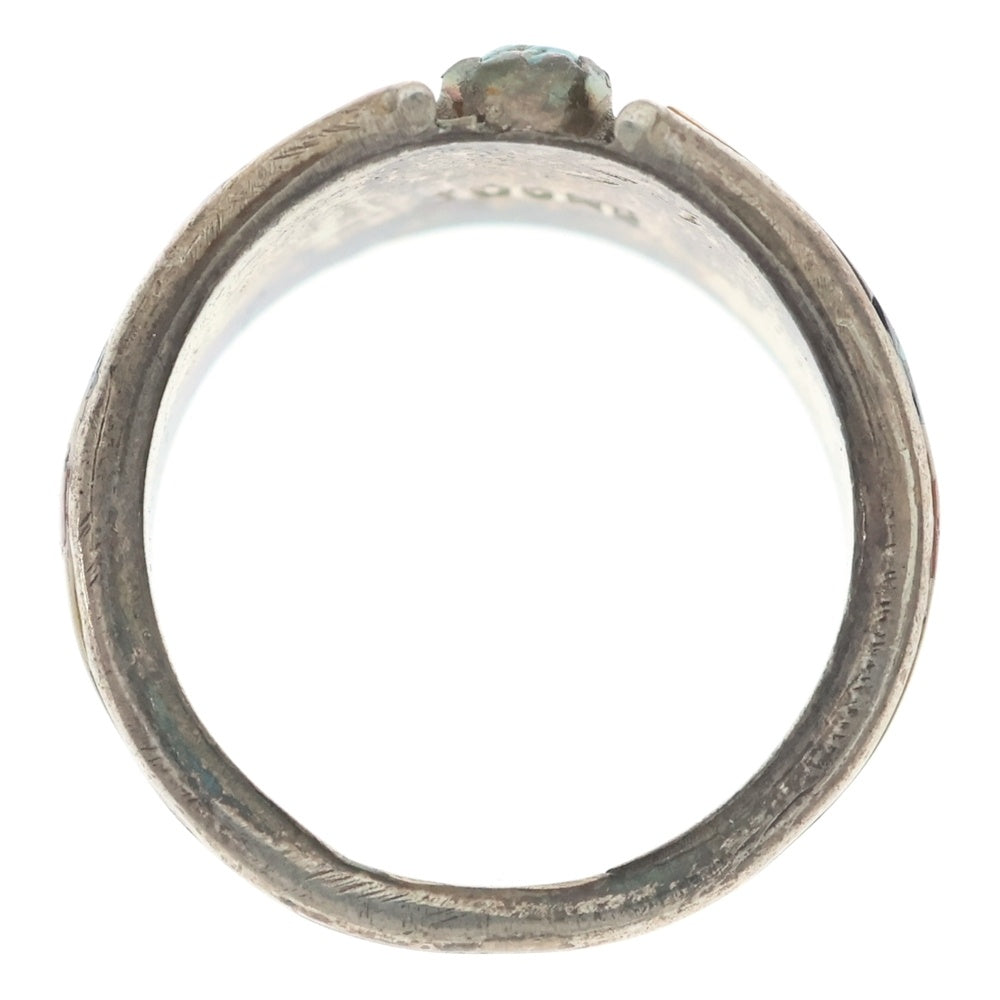 INDIAN JEWELRY(インディアンジュエリー) ZUNI CHOOKE ズニ族 チョーク 幾何学模様 インレイワーク リング シルバー/ターコイズ