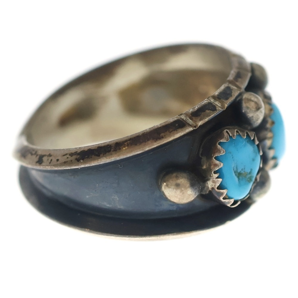 INDIAN JEWELRY(インディアンジュエリー) NAVAJO LZ刻印 ナバホ族 ターコイズリング シルバー