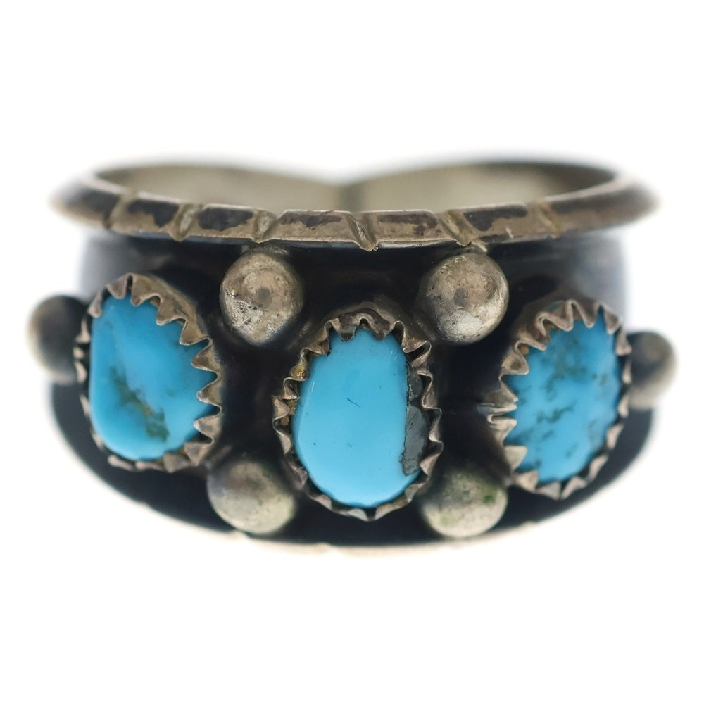 INDIAN JEWELRY(インディアンジュエリー) NAVAJO LZ刻印 ナバホ族 ターコイズリング シルバー