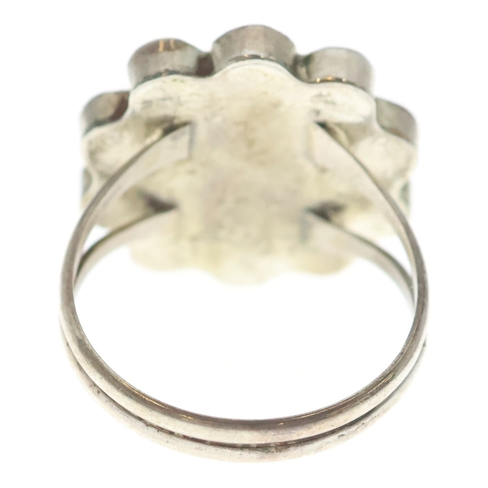 INDIAN JEWELRY(インディアンジュエリー) ZUNI RJV刻印 ズニ族 サンフェイス コーラル ジェット インレイワーク リング シルバー/マルチ