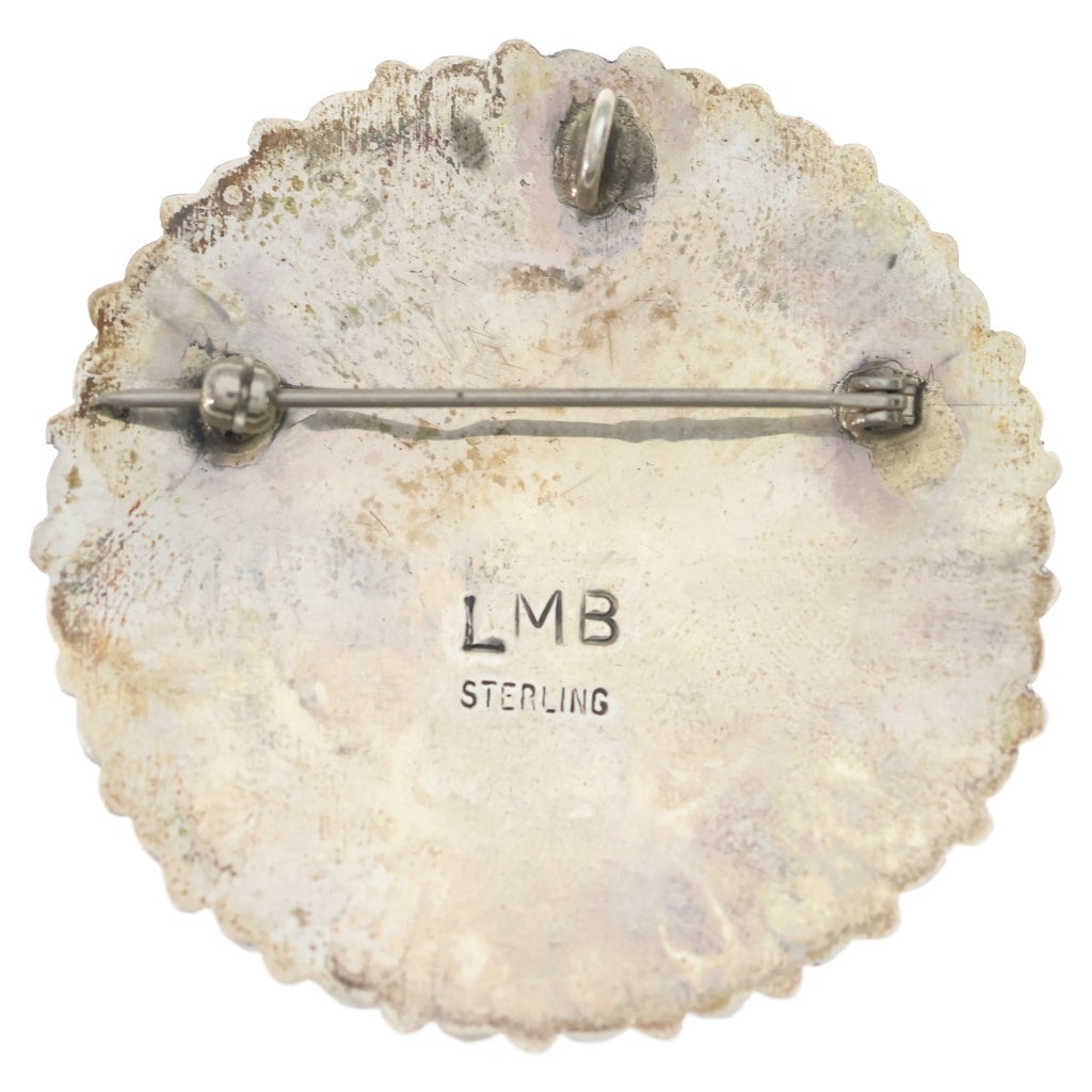 INDIAN JEWELRY(インディアンジュエリー) NAVAJO Larry Moses Begay ナバホ族 ラリーモーゼスベゲイ クラスターターコイズ ブローチ ペンダントトップ シルバー/ターコイズ