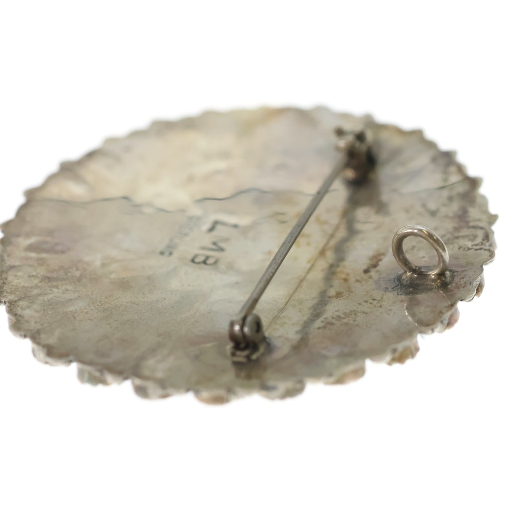 INDIAN JEWELRY(インディアンジュエリー) NAVAJO Larry Moses Begay ナバホ族 ラリーモーゼスベゲイ クラスターターコイズ ブローチ ペンダントトップ シルバー/ターコイズ