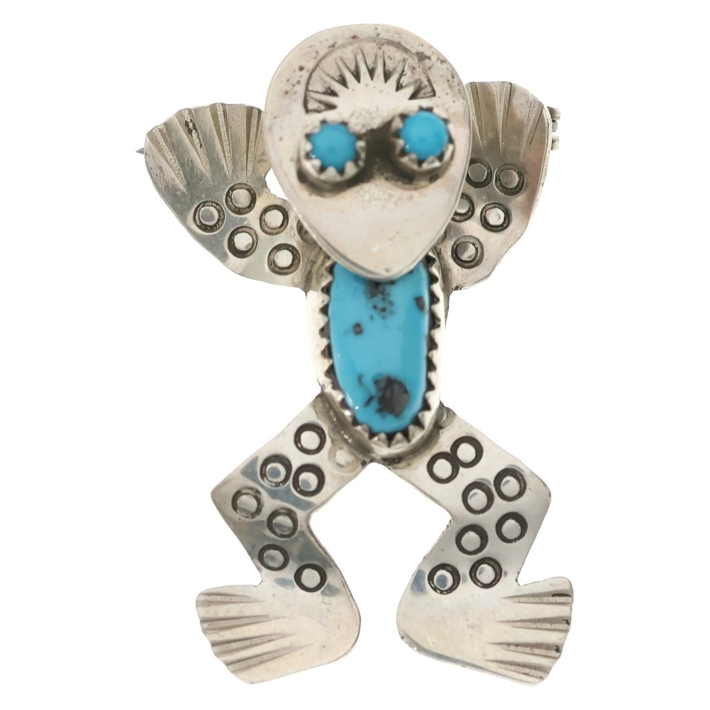 INDIAN JEWELRY(インディアンジュエリー) NAVAJO Doris Small Canyon ナバホ族 ドリススモールキャニオン カエル ブローチ ペンダントトップ シルバー/ターコイズ