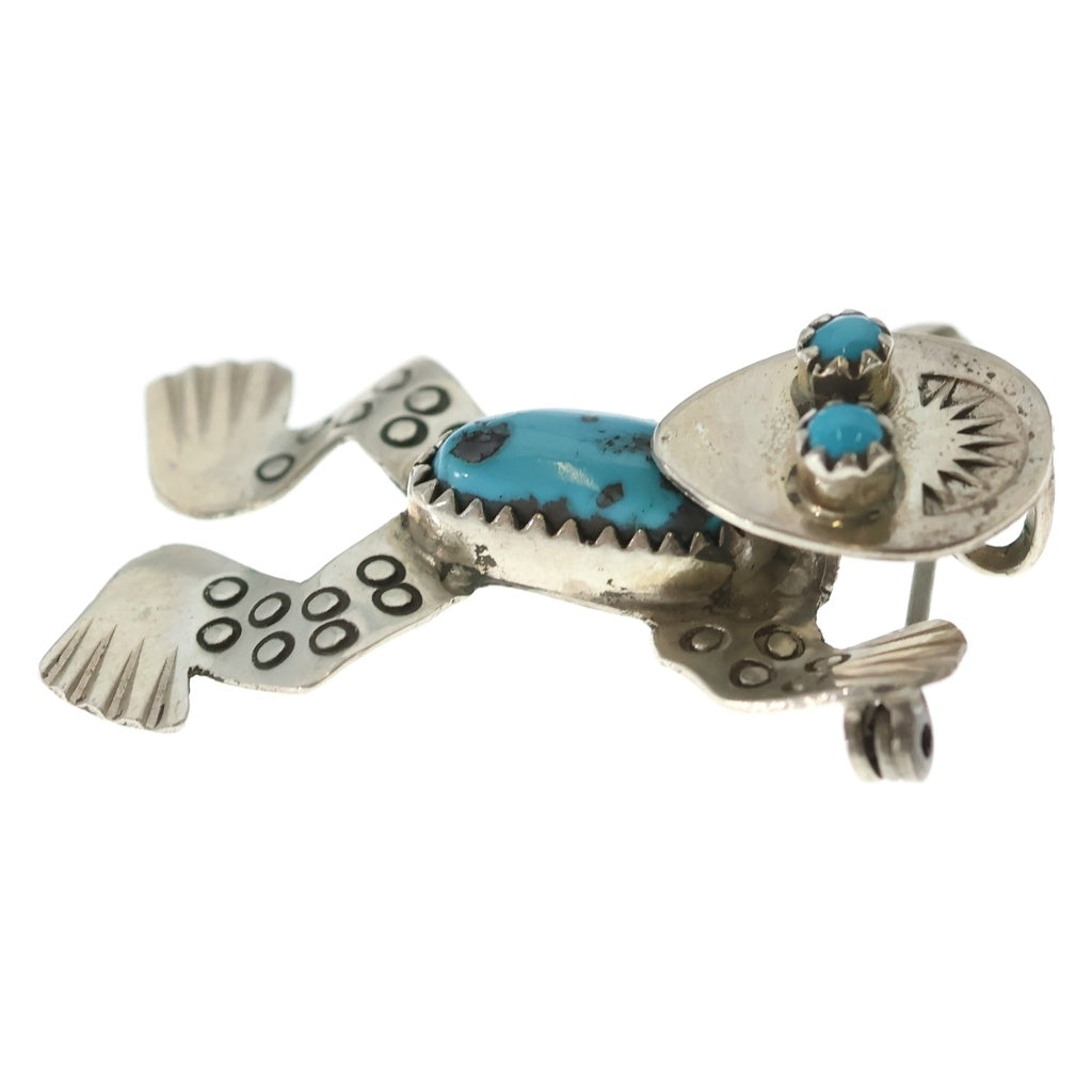 INDIAN JEWELRY(インディアンジュエリー) NAVAJO Doris Small Canyon ナバホ族 ドリススモールキャニオン カエル ブローチ ペンダントトップ シルバー/ターコイズ