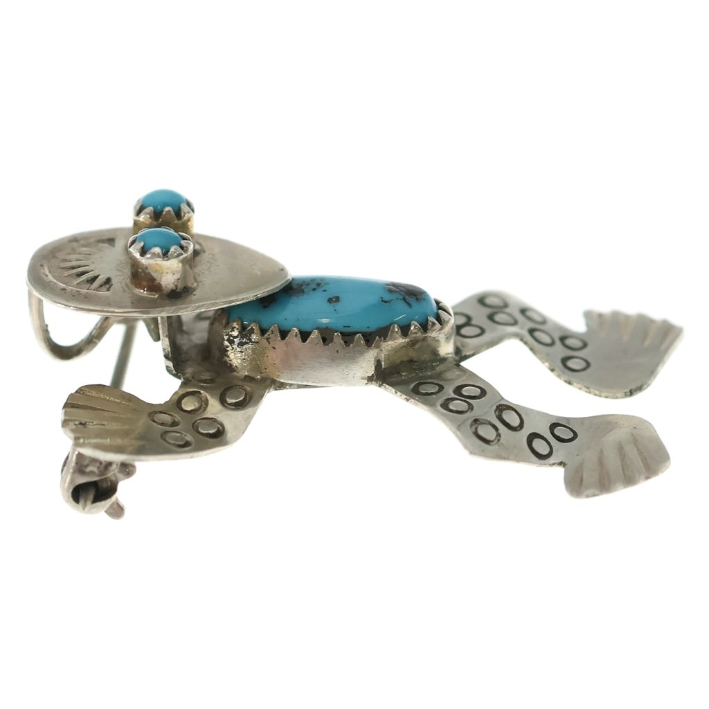 INDIAN JEWELRY(インディアンジュエリー) NAVAJO Doris Small Canyon ナバホ族 ドリススモールキャニオン カエル ブローチ ペンダントトップ シルバー/ターコイズ