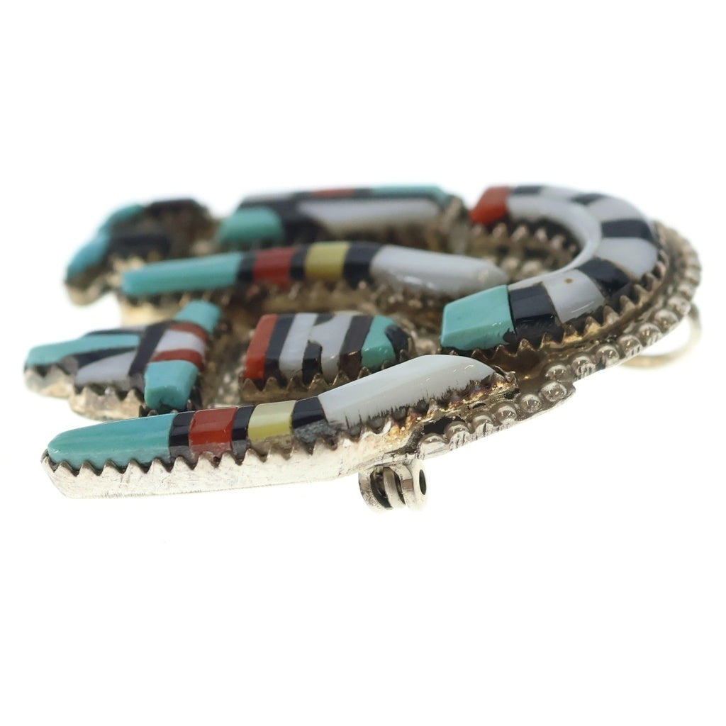 INDIAN JEWELRY(インディアンジュエリー) ZUNI ズニ族 レインボーマン インレイワーク ブローチ ペンダントトップ シルバー/マルチ