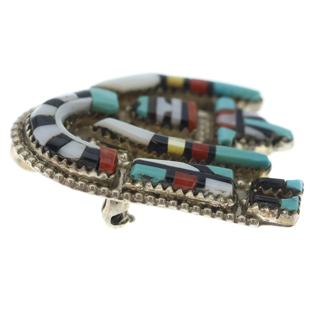 INDIAN JEWELRY(インディアンジュエリー) ZUNI ズニ族 レインボーマン インレイワーク ブローチ ペンダントトップ シルバー/マルチ