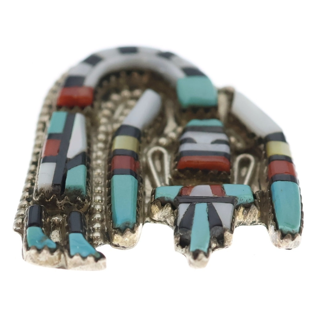 INDIAN JEWELRY(インディアンジュエリー) ZUNI ズニ族 レインボーマン インレイワーク ブローチ ペンダントトップ シルバー/マルチ