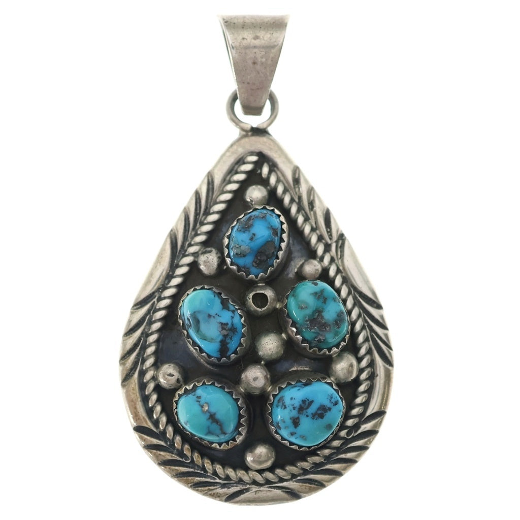 INDIAN JEWELRY(インディアンジュエリー) NAVAJO B.Johnson ナバホ族 ボビージョンソン ネックレストップ シルバー/ターコイズ