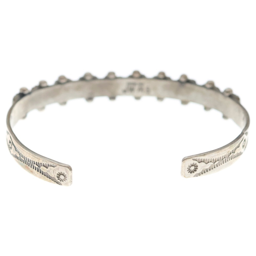 INDIAN JEWELRY(インディアンジュエリー) NAVAJO JWMS刻印 ナバホ族 グリーンターコイズ バングル ブレスレット シルバー/グリーン