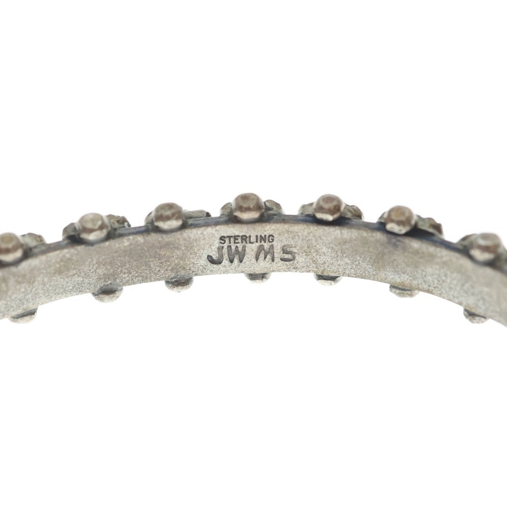 INDIAN JEWELRY(インディアンジュエリー) NAVAJO JWMS刻印 ナバホ族 グリーンターコイズ バングル ブレスレット シルバー/グリーン