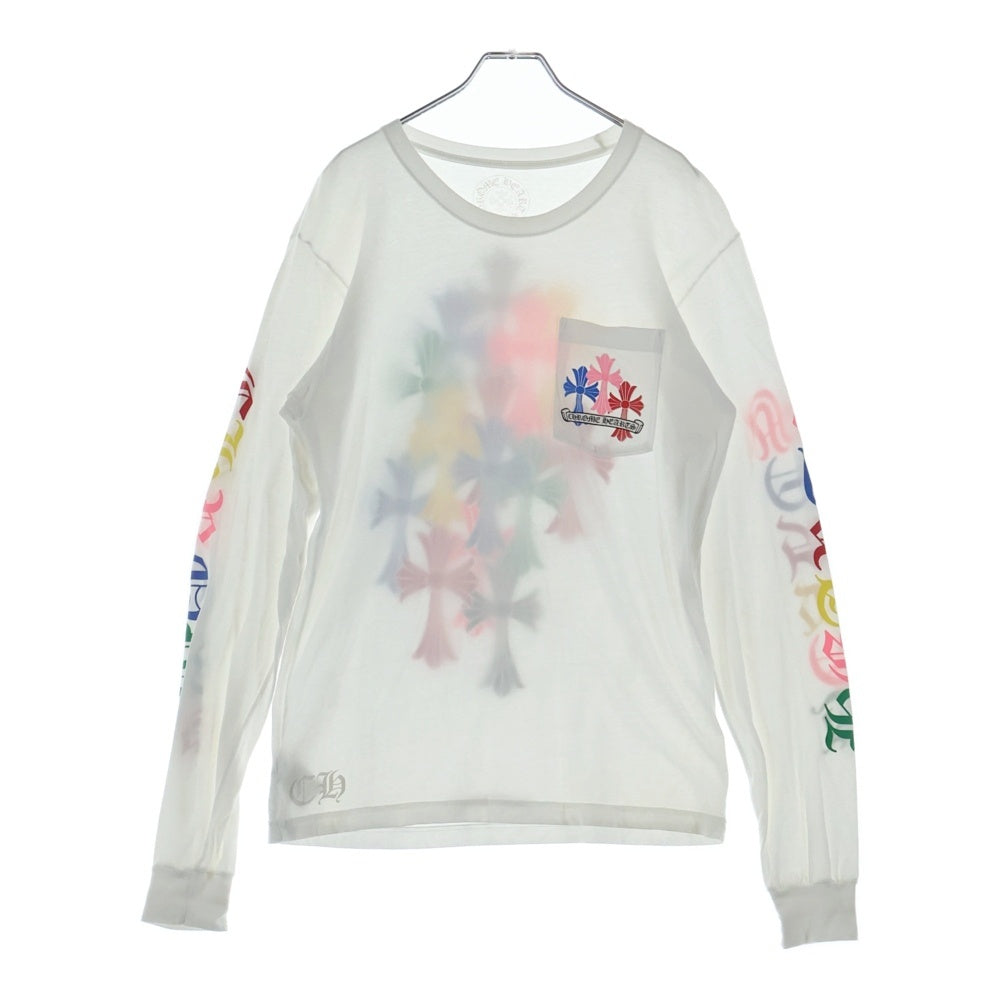 CHROME HEARTS(クロムハーツ) MLTCOL CEM CRS LS マルチセメタリークロスプリント クルーネック 長袖Tシャツ カットソー ホワイト