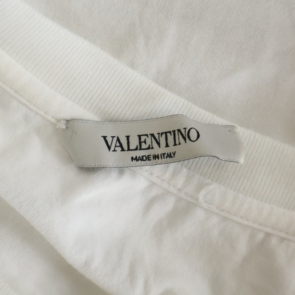 VALENTINO(ヴァレンティノ) フロントロゴ フラワーデザイン 半袖Tシャツ カットソー ホワイト WV3MG10V7LL