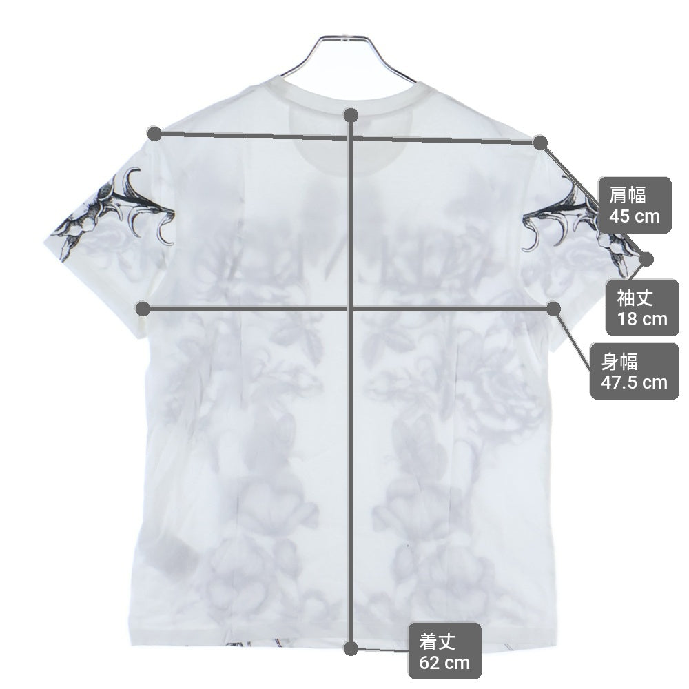 VALENTINO(ヴァレンティノ) フロントロゴ フラワーデザイン 半袖Tシャツ カットソー ホワイト WV3MG10V7LL